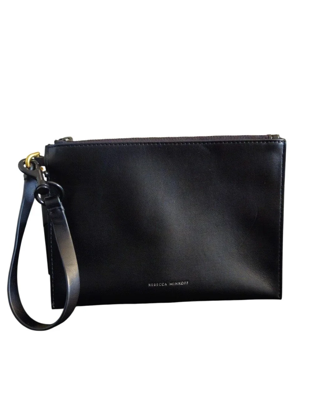 Rebecca Minkoff Black Vegan Leather Zip-top Wristlet